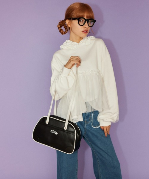 Candy Stripper（キャンディストリッパー）の「CANDY BOSTON バッグ（ボストンバッグ・レディース・ライトブルー/ホワイト×ブラック/ブラック×ホワイト・FREE）」の5枚目の写真