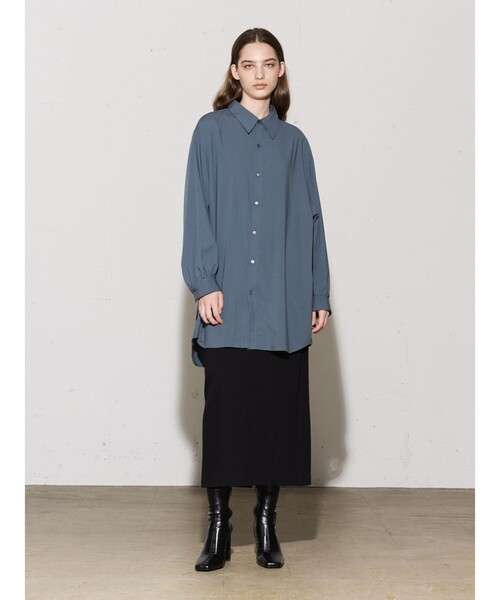 MIDIUMISOLID（ミディウミソリッド）の「MIDIUMISOLID for Ladies ピンタックロングタイトスカート（スカート・レディース・ブラック/チャコールグレー/ブラウン・FREE）」の16枚目の写真