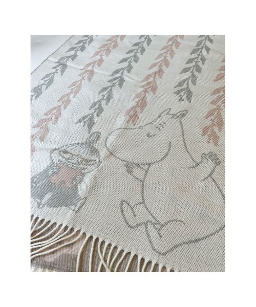 MOOMIN 】 リーフ柄 フリンジ大判ストール（ストール/ショール