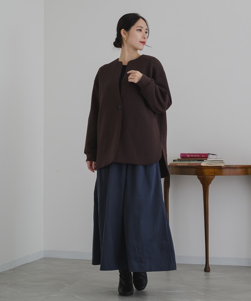 KATHARINE ROSS(キャサリンロス)の「【KATHARINE ROSS】スフレワン釦トッパー(ノーカラーコート・レディース・ブラック/ブラウン/ベージュ・MEDIUM)」の20枚目の写真