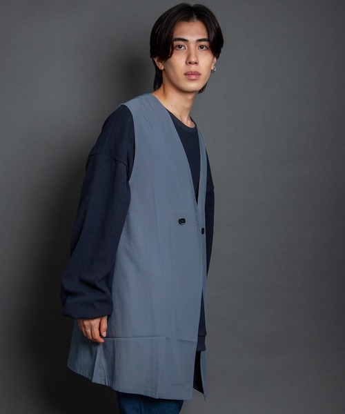 GGD SELECT（ジージーディー　セレクト）の「ワイドロングダブルベスト（ベスト・メンズ・グレー・M/L）」の3枚目の写真