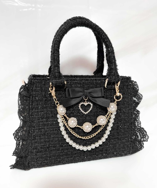 ROJITA(ロジータ)の「チャームリボンツイードバック(ハンドバッグ・レディース・ホワイト/ブラック/グレー/ピンク/ブルー・FREE)」の13枚目の写真