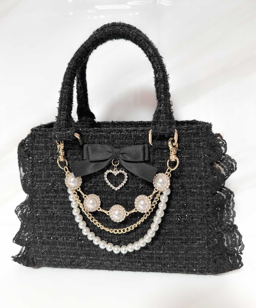 ROJITA(ロジータ)の「チャームリボンツイードバック(ハンドバッグ・レディース・ホワイト/ブラック/グレー/ピンク/ブルー・FREE)」の14枚目の写真