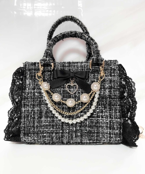 ROJITA(ロジータ)の「チャームリボンツイードバック(ハンドバッグ・レディース・ホワイト/ブラック/グレー/ピンク/ブルー・FREE)」の15枚目の写真