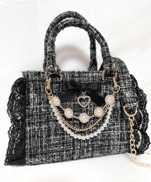 ROJITA(ロジータ)の「チャームリボンツイードバック(ハンドバッグ・レディース・ホワイト/ブラック/グレー/ピンク/ブルー・FREE)」の16枚目の写真