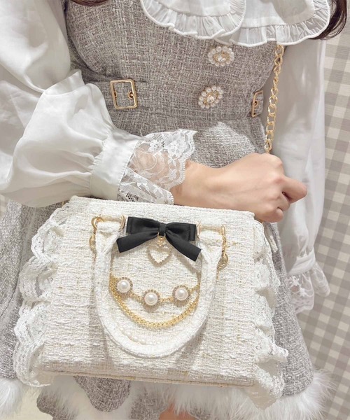 ROJITA(ロジータ)の「チャームリボンツイードバック(ハンドバッグ・レディース・ホワイト/ブラック/グレー/ピンク/ブルー・FREE)」の19枚目の写真