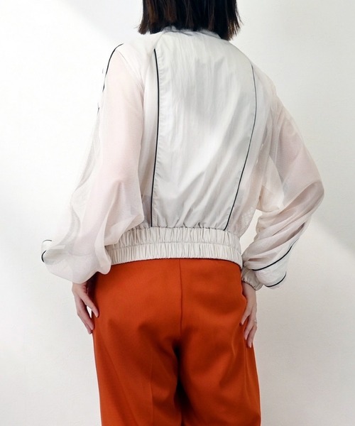Miscere(ミスケーレ)の「☆ メッシュ 配色パイピング ブルゾン 31543A131(ブルゾン・レディース・ブラック/オフホワイト・FREE)」の14枚目の写真