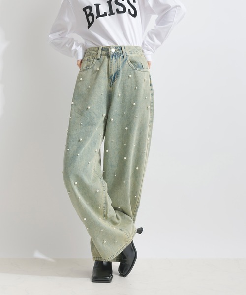 PICCIN(ピッチン)の「フロントパールデニムパンツ(デニムパンツ・レディース・ブルー・M)」の6枚目の写真