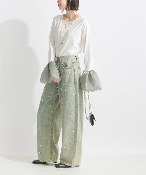 PICCIN(ピッチン)の「フロントパールデニムパンツ(デニムパンツ・レディース・ブルー・M)」の14枚目の写真