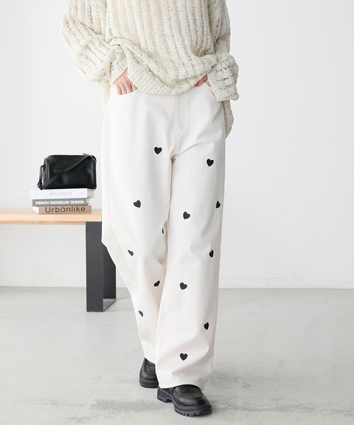 forksy.（フォルクシー）の「【forksy.】デニムハート刺繍ストレートパンツ（デニムパンツ・レディース・ブルー/ダークグレー/アイボリー・L/M）」の19枚目の写真