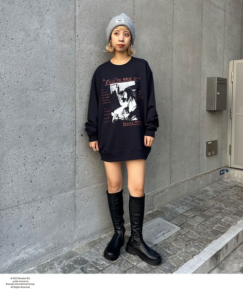 CIAOPANIC（チャオパニック）の「【ユニセックス】【THE ROLLING STONES/ローリング・ストーンズ】ヴィンテージ加工ロックスウェット（スウェット・レディース・チャコールグレー/ネイビー・FREE）」の3枚目の写真