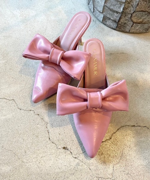 CALNAMUR（カルナムール）の「ビッグリボンクリップミュール（パンプス・レディース・ホワイト/ピンク/ブラック・SMALL/MEDIUM/LARGE）」の9枚目の写真