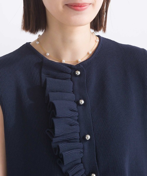 PICCIN（ピッチン）の「【WEB限定】ポリスポンジフロントフリルニットジレ（ベスト・レディース・オフホワイト/ネイビー・M/L）」の18枚目の写真