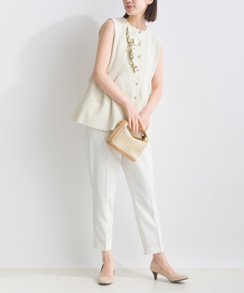 PICCIN（ピッチン）の「【WEB限定】ポリスポンジフロントフリルニットジレ（ベスト・レディース・オフホワイト/ネイビー・M/L）」の8枚目の写真