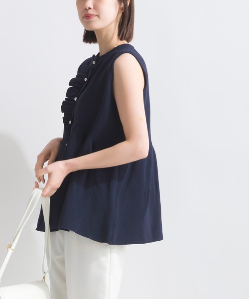 PICCIN（ピッチン）の「【WEB限定】ポリスポンジフロントフリルニットジレ（ベスト・レディース・オフホワイト/ネイビー・M/L）」の12枚目の写真