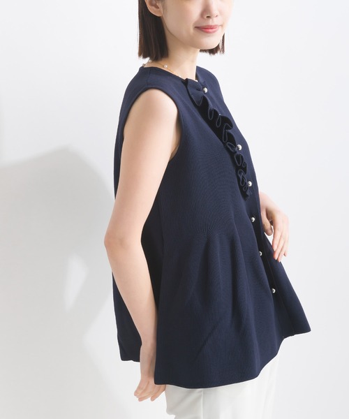 PICCIN（ピッチン）の「【WEB限定】ポリスポンジフロントフリルニットジレ（ベスト・レディース・オフホワイト/ネイビー・M/L）」の14枚目の写真