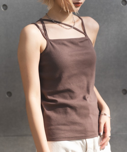 MIEL CRISHUNANT（ミエルクリシュナ）の「カップ付き2WAYカッティングキャミソール（キャミソール・レディース・ブラウン/ネイビー/ブラック/オフホワイト・FREE）」の17枚目の写真