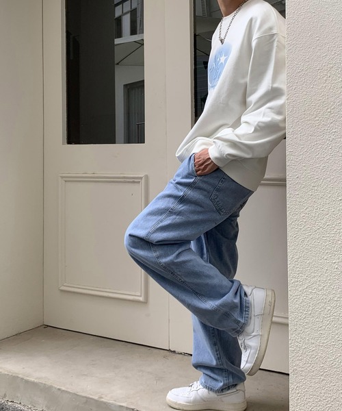 ARCADE（アーケード）の「イージー ルーズストレート デニムパンツ ジーンズ ビンテージウォッシュ -ARCADE Limited Line-（デニムパンツ・メンズ・ライトブルー/ブラック/サックスブルー/ブルー/グレー・M/L/XL）」の22枚目の写真