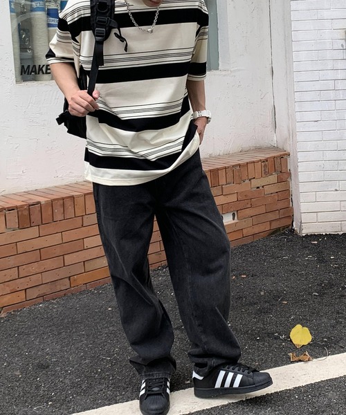 ARCADE（アーケード）の「イージー ルーズストレート デニムパンツ ジーンズ ビンテージウォッシュ -ARCADE Limited Line-（デニムパンツ・メンズ・ライトブルー/ブラック/サックスブルー/ブルー/グレー・M/L/XL）」の16枚目の写真