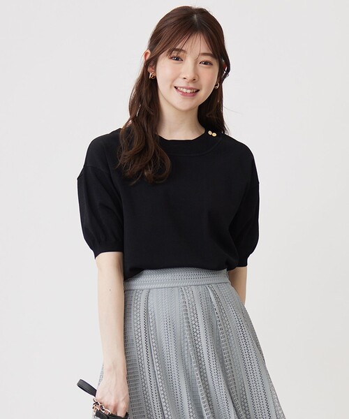 ANY SIS(エニィスィス)の「【接触冷感・UVケア】フロント切替 プルオーバー(ニット/セーター・レディース・ブラック系/ライトグレー系2/スカイブルー系/ダークグリーン系/ライトイエロー系/オレンジ系/ホワイト系2/ホワイト系・2)」の4枚目の写真