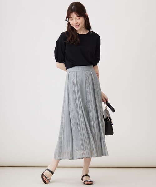 ANY SIS(エニィスィス)の「【接触冷感・UVケア】フロント切替 プルオーバー(ニット/セーター・レディース・ブラック系/ライトグレー系2/スカイブルー系/ダークグリーン系/ライトイエロー系/オレンジ系/ホワイト系2/ホワイト系・2)」の11枚目の写真