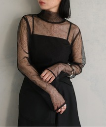 【&g’aime】<WEB限定>ライン刺繍シアートップス
