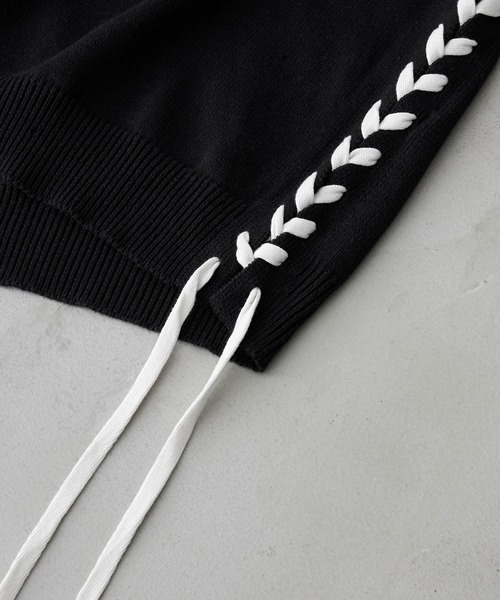 CLEL（クレイル）の「【CLEL】Hand Stitched Short Sleeve Side Lace Knit /ハンドステッチ 半袖サイドレースニット（ニット/セーター・メンズ・ブラック/カーキ/グレー/ブルー/ブルーグリーン/チャコールグレー・XS/S/M/L）」の21枚目の写真