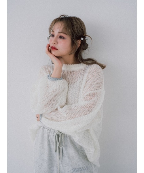 jumelle（ジュメロ）の「loose rame knit（ニット/セーター・レディース・ベージュ/オフホワイト・MEDIUM）」の2枚目の写真
