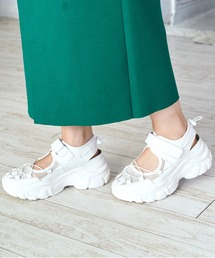 Realta（レアルタ）の「Realta(レアルタ)5cm厚底ソールレースアップメッシュスニーカーサンダル（サンダル）」