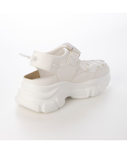 Realta（レアルタ）の「Realta(レアルタ)5cm厚底ソールレースアップメッシュスニーカーサンダル（サンダル・レディース・ブラック/ホワイト・M/L/LL/S）」の7枚目の写真