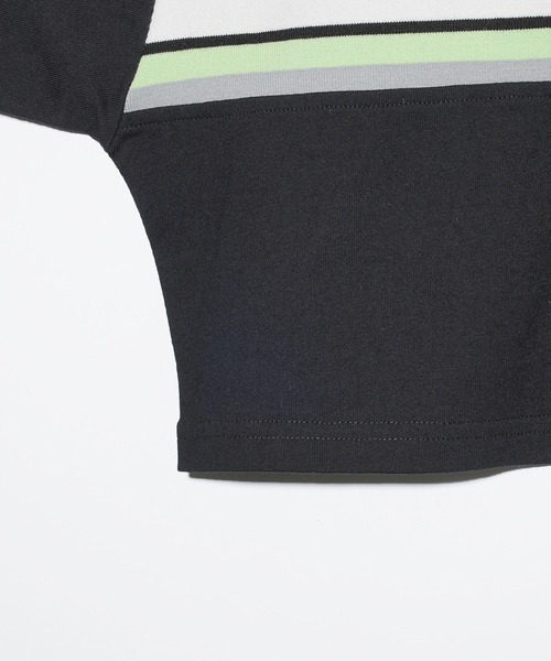 X-girl（エックスガール）の「STRIPE AND LOGO CROPPED POLO SHIRT（ポロシャツ・レディース・ブラック/ライトピンク/ホワイト・S/M）」の9枚目の写真