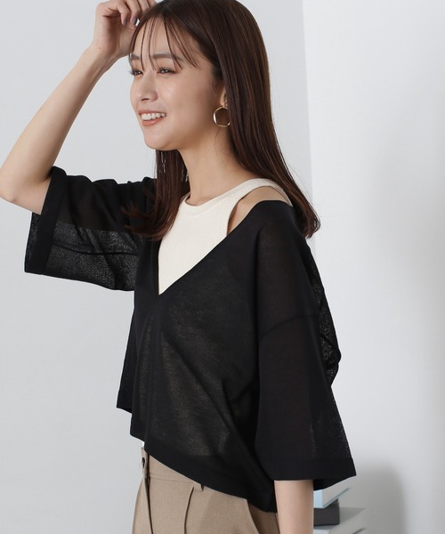 N.（N. Natural Beauty Basic）（エヌエヌナチュラルビューティーベーシック）の「◆アメスリタンク×シアーニットセット（ニット/セーター・レディース・ブルー/ブラック系その他/アイボリー・MEDIUM）」の10枚目の写真