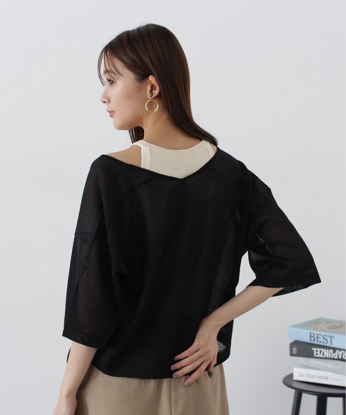 N.（N. Natural Beauty Basic）（エヌエヌナチュラルビューティーベーシック）の「◆アメスリタンク×シアーニットセット（ニット/セーター・レディース・ブルー/ブラック系その他/アイボリー・MEDIUM）」の17枚目の写真