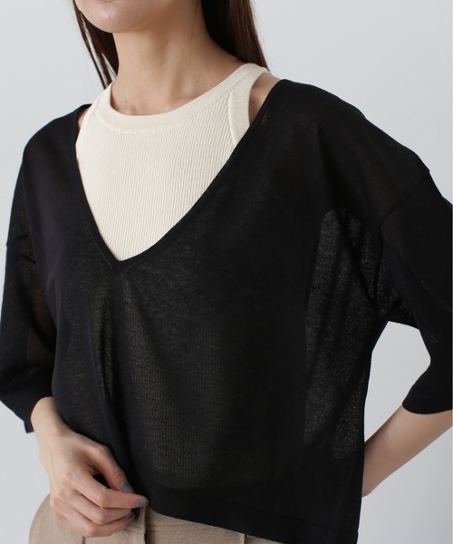 N.（N. Natural Beauty Basic）（エヌエヌナチュラルビューティーベーシック）の「◆アメスリタンク×シアーニットセット（ニット/セーター・レディース・ブルー/ブラック系その他/アイボリー・MEDIUM）」の18枚目の写真