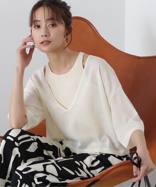 N.（N. Natural Beauty Basic）（エヌエヌナチュラルビューティーベーシック）の「◆アメスリタンク×シアーニットセット（ニット/セーター・レディース・ブルー/ブラック系その他/アイボリー・MEDIUM）」の8枚目の写真