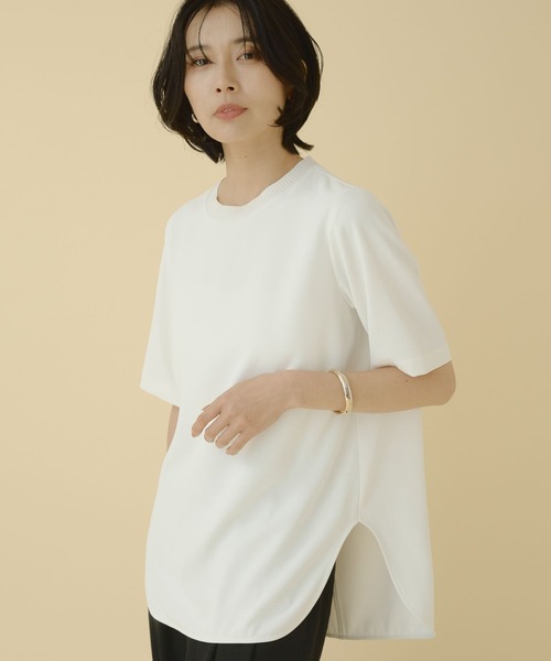 BARNYARDSTORM(バンヤードストーム)の「BARNYARDSTORM / ダブルクロスハーフスリーブプルオーバー【WEB限定カラー】【『BABALOG』チャンネルご紹介アイテム】(Tシャツ/カットソー・レディース・ホワイト/ブラック/ライトブラウン/グレイッシュベージュ/チャコール/ブラウン/オフホワイト/キャメル・S/M)」の2枚目の写真