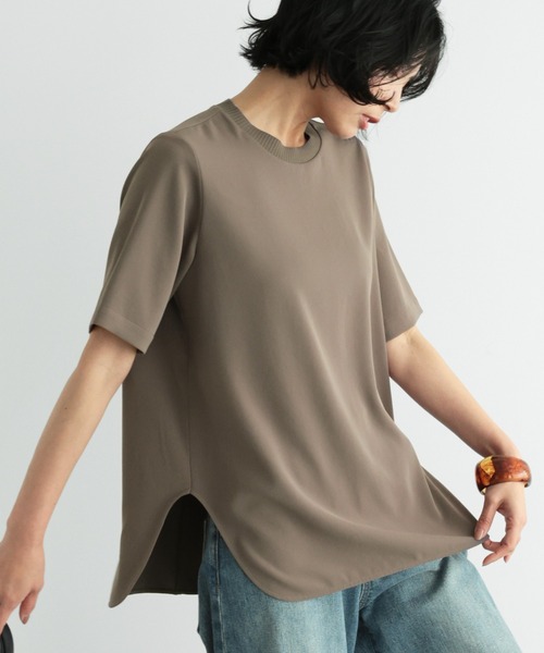 BARNYARDSTORM(バンヤードストーム)の「BARNYARDSTORM / ダブルクロスハーフスリーブプルオーバー【WEB限定カラー】【『BABALOG』チャンネルご紹介アイテム】(Tシャツ/カットソー・レディース・ホワイト/ブラック/ライトブラウン/グレイッシュベージュ/チャコール/ブラウン/オフホワイト/キャメル・S/M)」の6枚目の写真