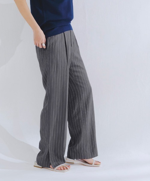 RASW（ラス）の「[RASW]リネン混ストライプストレートパンツ（その他パンツ・レディース・グレイッシュベージュ/チャコール・S/M/L）」の19枚目の写真