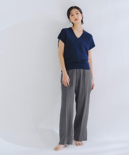 RASW（ラス）の「[RASW]リネン混ストライプストレートパンツ（その他パンツ・レディース・グレイッシュベージュ/チャコール・S/M/L）」の20枚目の写真
