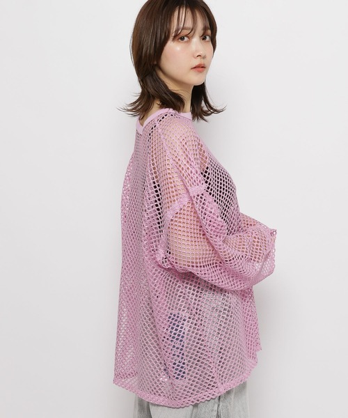 niko and...(ニコアンド)の「スリットスリーブメッシュプルオーバー(Tシャツ/カットソー・レディース・ピンク/グレー/オフホワイト・SHORT/TALL)」の3枚目の写真