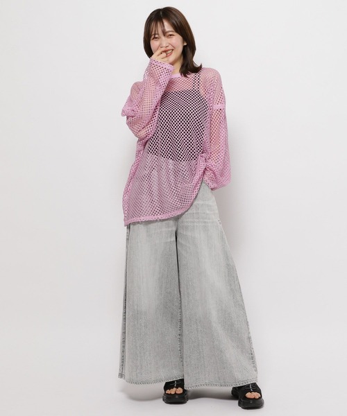 セール】スリットスリーブメッシュプルオーバー（Tシャツ