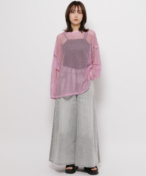 niko and...(ニコアンド)の「スリットスリーブメッシュプルオーバー(Tシャツ/カットソー・レディース・ピンク/グレー/オフホワイト・SHORT/TALL)」の10枚目の写真