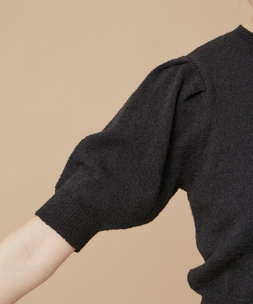 le cercle ADAM ET ROPE'（ルセルクルアダムエロペ）の「【セットアップ対応】ブークレハーフスリーブニットプルオーバー（ニット/セーター・レディース・ベージュ/ブラック/ブルー系その他5・FREE）」の14枚目の写真
