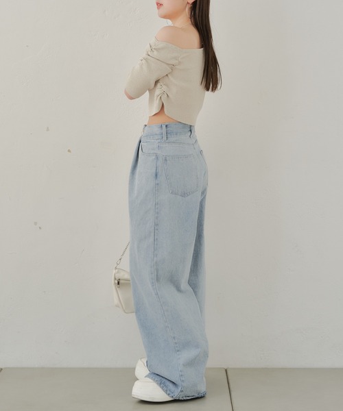 Chico(チコ)の「5分袖ワンショルラメニット(ニット/セーター・レディース・ホワイト/ブラック/ライトベージュ/ブルー・FREE)」の14枚目の写真