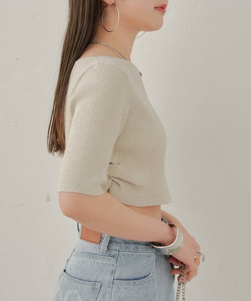 Chico(チコ)の「5分袖ワンショルラメニット(ニット/セーター・レディース・ホワイト/ブラック/ライトベージュ/ブルー・FREE)」の13枚目の写真