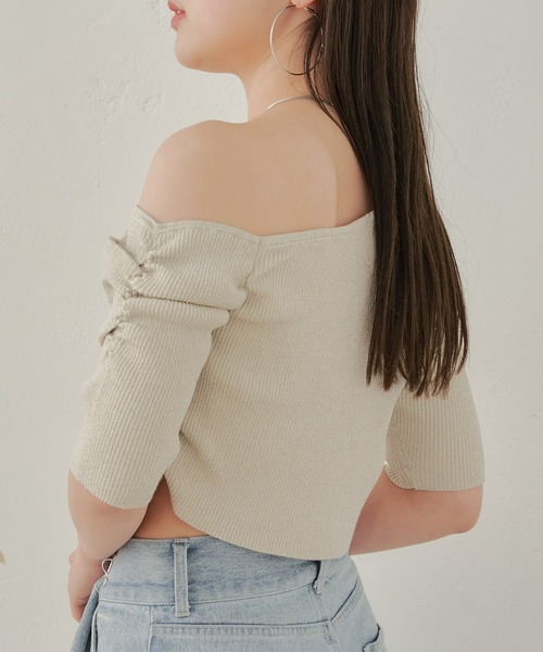 Chico(チコ)の「5分袖ワンショルラメニット(ニット/セーター・レディース・ホワイト/ブラック/ライトベージュ/ブルー・FREE)」の12枚目の写真