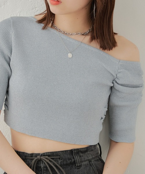 Chico(チコ)の「5分袖ワンショルラメニット(ニット/セーター・レディース・ホワイト/ブラック/ライトベージュ/ブルー・FREE)」の18枚目の写真