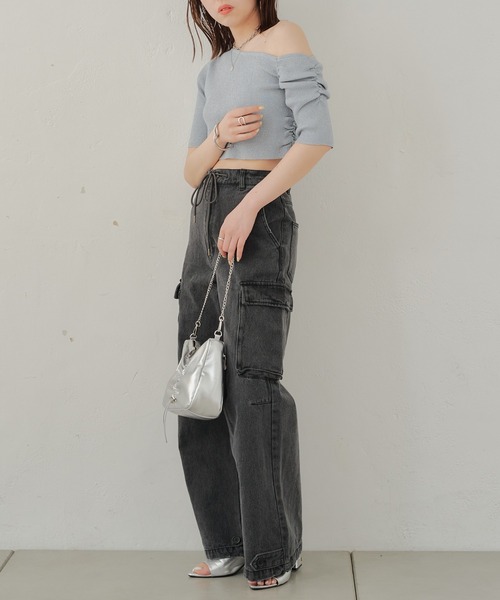 Chico(チコ)の「5分袖ワンショルラメニット(ニット/セーター・レディース・ホワイト/ブラック/ライトベージュ/ブルー・FREE)」の20枚目の写真