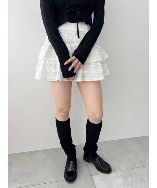 PHILLY（フィリー）の「【PHILLY】フリルティアードミニスカート（スカート・レディース・ブラック/ホワイト・FREE）」の3枚目の写真