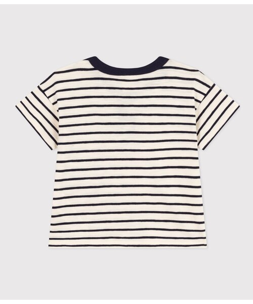 PETIT BATEAU(プチバトー)の「マリニエール半袖Tシャツ(Tシャツ/カットソー・キッズ・ホワイト×ネイビー・18MONTH/12MONTH/24MONTH/36MONTH)」の2枚目の写真